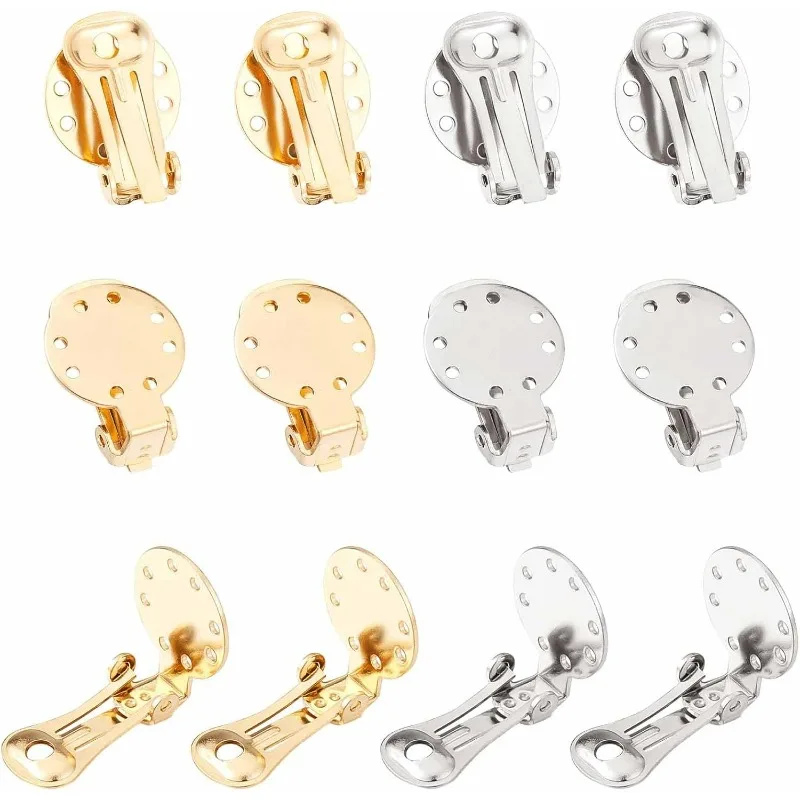 

20Pcs 2 Colors Clip on Earrings Findings Round Flat Back Earring Clips Stainless Steel Earring Converters Non-Pierced Earring