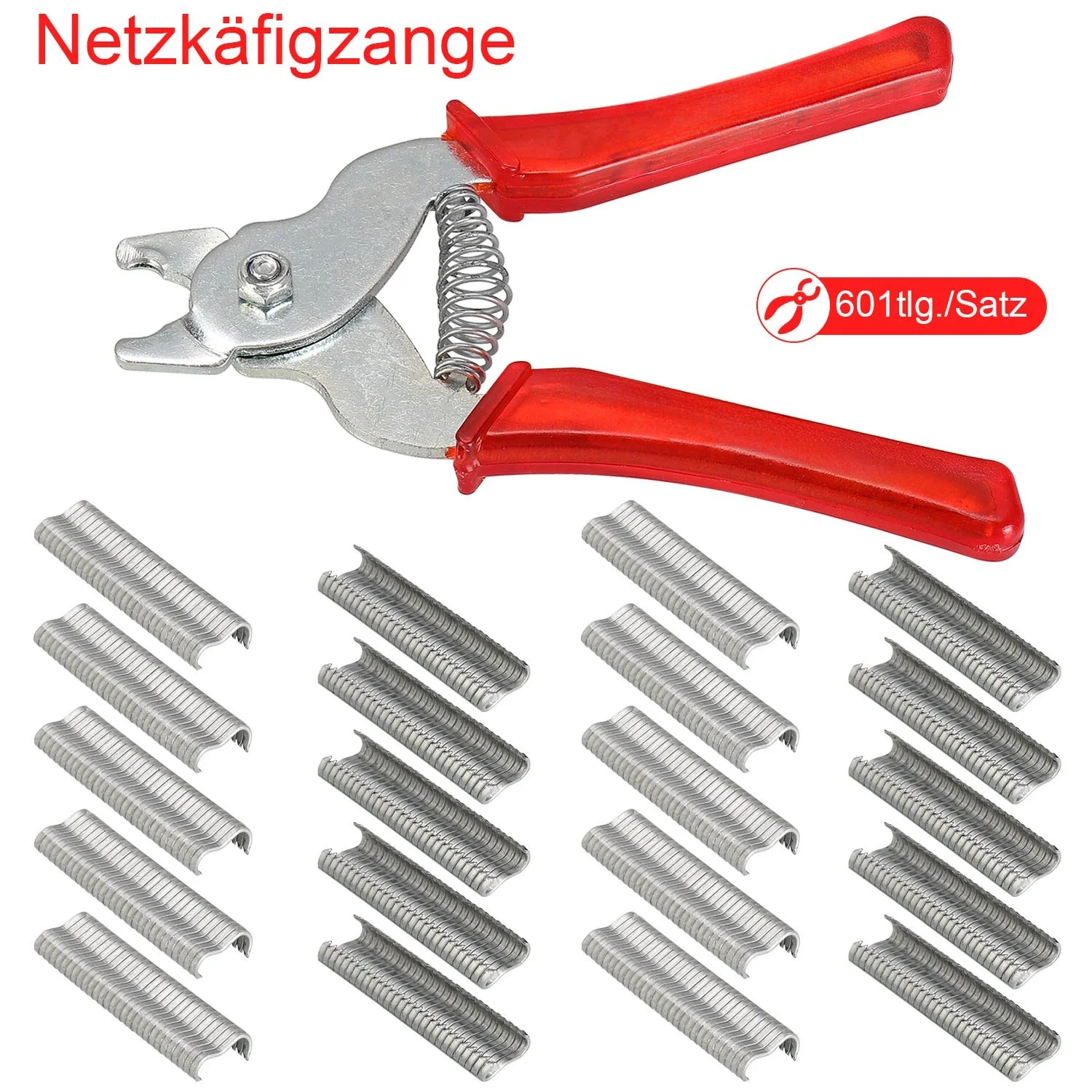 Imagem -04 - Alicate de Esgrima com Alça de Plástico Ferramentas Manuais Hog Ring Plier Tool Clipes Grampos Frango Malha Gaiola Tesoura 600 Pcs