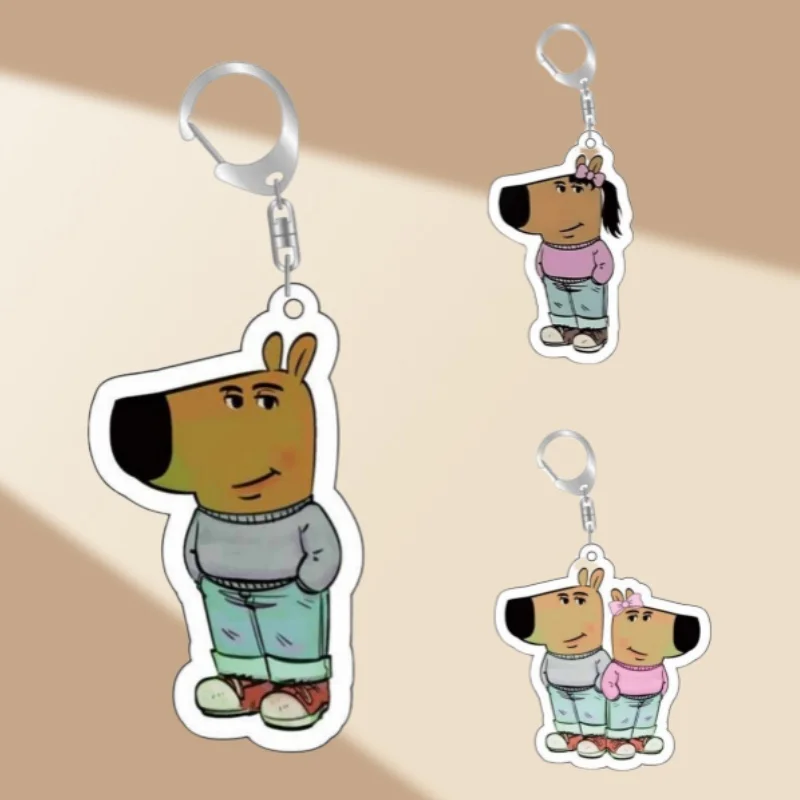 Funny Just A Chill Guy Girl Meme Keychains for Accessories Bag Key Chain Ring Jewelry Cool Dog Holidays Friends Keyring Gifts