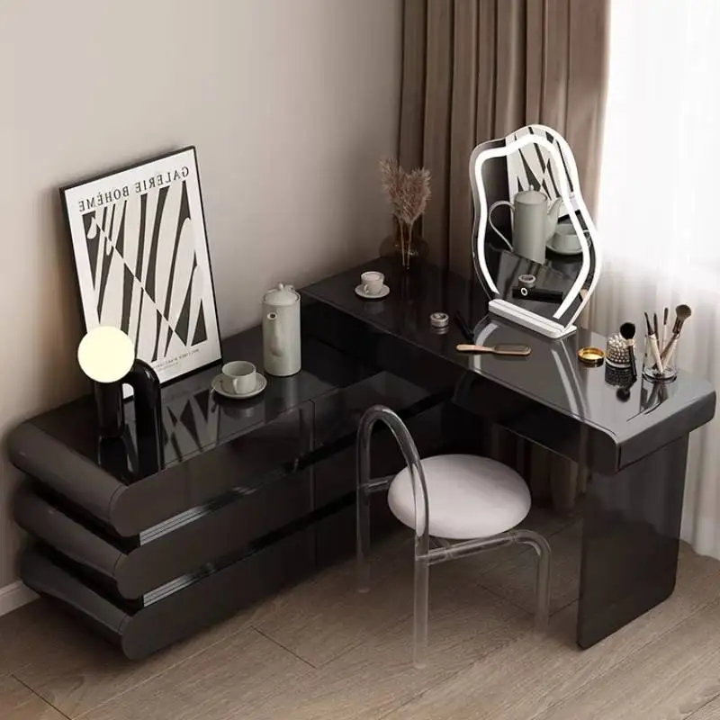 

Black Mirror Vanity Table Makeup Bedroom Drawers Storage Mobile Living Room Dressing Table Cosmetics Vestidores Trendy Furniture