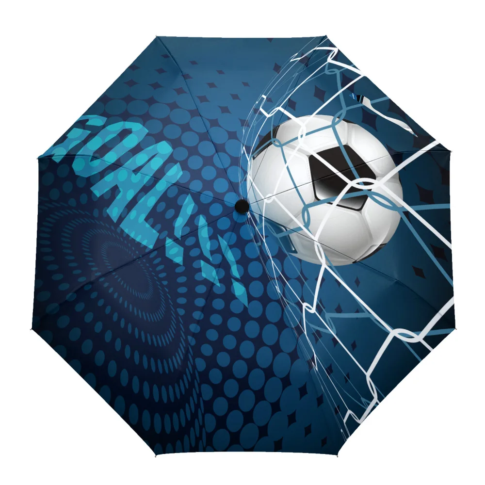 Colorful Football Paint Art Soccer Creative Umbrella Rain Women Manual Three Folding Umbrellas Windproof Parasol Parapluie