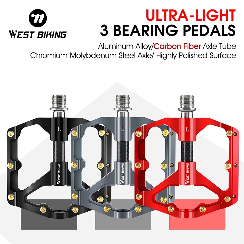 

WEST BIKING 3 Bearings BMX Bike Pedal Carbon Axle MTB Bicycle Pedals Ultralight Non-slip Cleat Cycling Pedal Bike Accessories