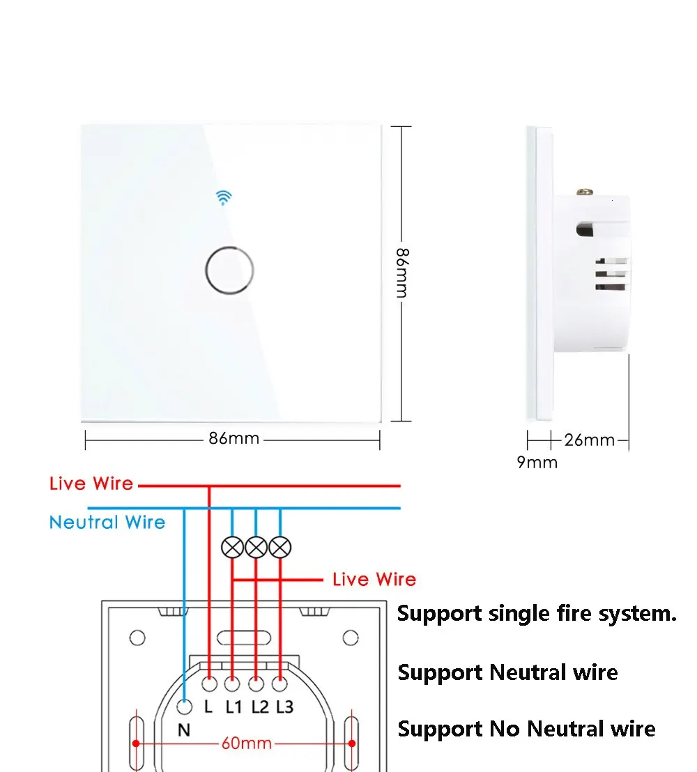 Tuya Wifi Smart Wall Light Switch 1/2/3 Gang EU Touch Switch Rf433 Wireless Remote Control For Alexa Google Home Voice Control