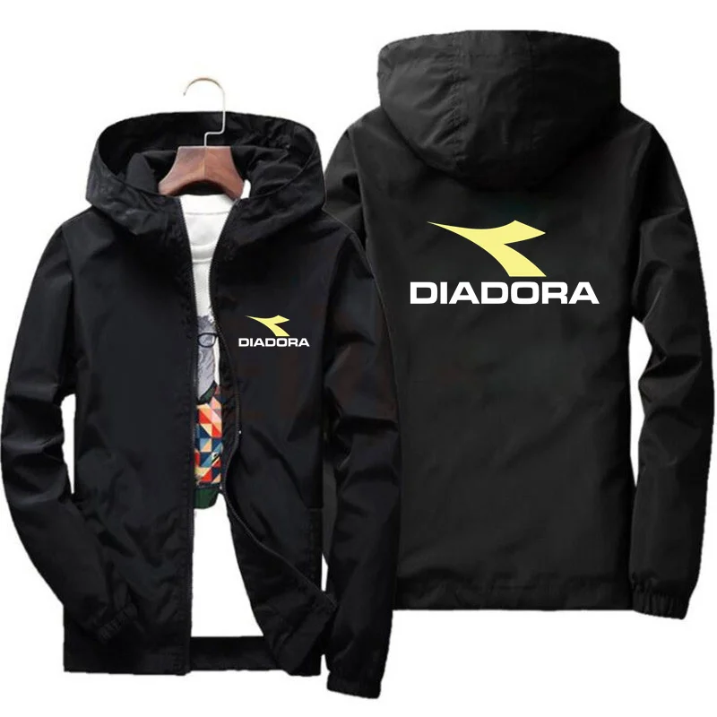 

New men's DIADORA brand hooded windbreaker, raincoat, mountaineering sports men's fashionable printed casual high-quality jacket