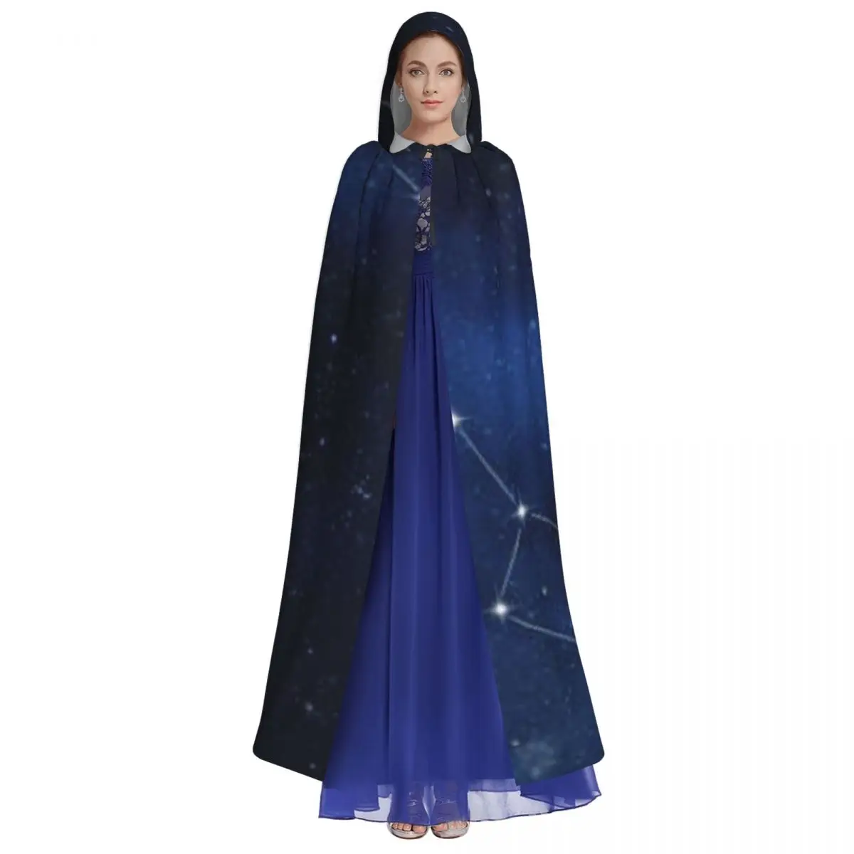 Adult Cloak Cape Hooded Constellation Ursa Major Medieval Costume Witch Wicca Vampire Elf Purim Carnival Party