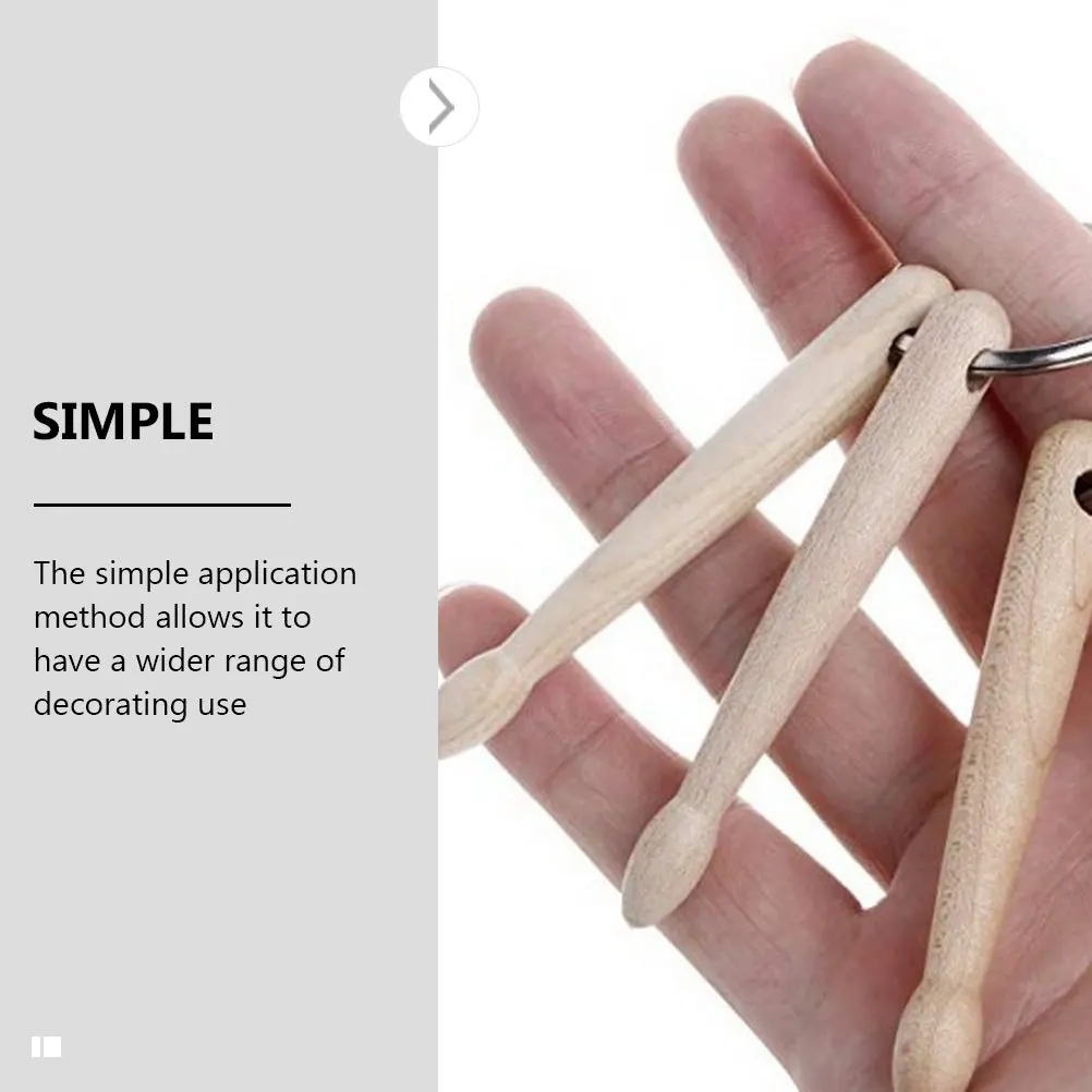

Delicate Wooden Drum Stick Keychain Small Light Key Pendant Excellent Decorative Accessory Wide Range of Use Key Chain