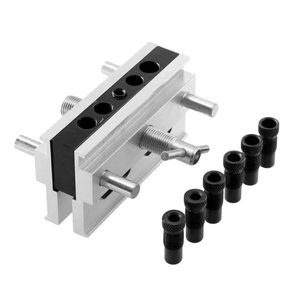 Self Centering Dowel Jig Adjustable Metal Positioner Complete Doweling Kit Drill Attachments for Woodworking