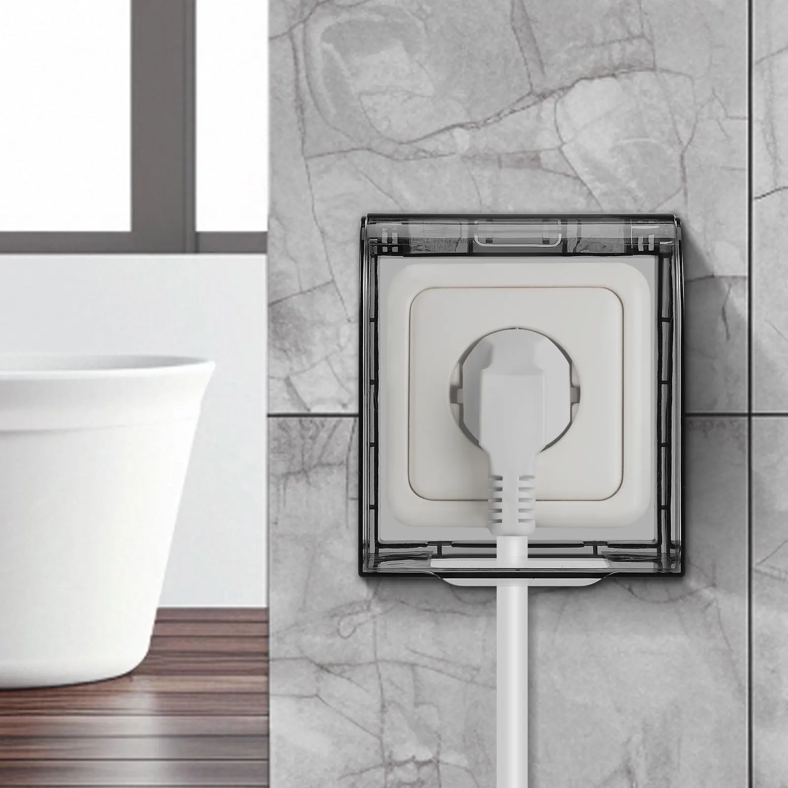 

Easy Install Waterproof Outlet Cover for 86-Type Switches Transparent Plug Protector for Home Bathroom Office Hotel
