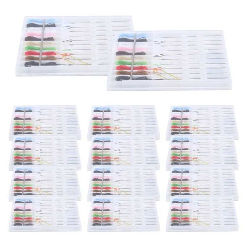

ABHZ-14 Boxes Mini Quick Fix Sewing Kit Easy Pre Threaded Needle Kit Basic Personal Sewing Kit Plastic Threaded Needle Holder