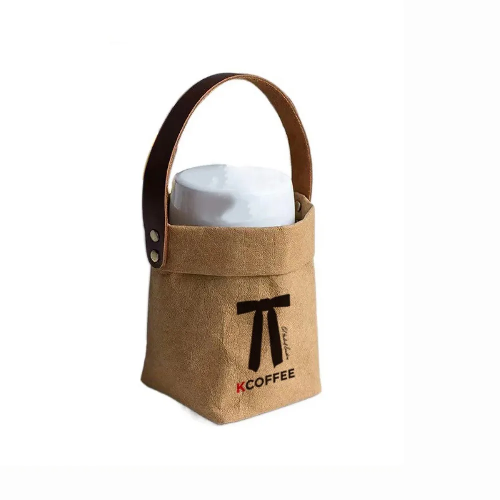 

Portable Foldable Kraft Paper Water Bottle Bag Waterproof Washable Cup Insulated Cover Protective Bottle Carrier Camping