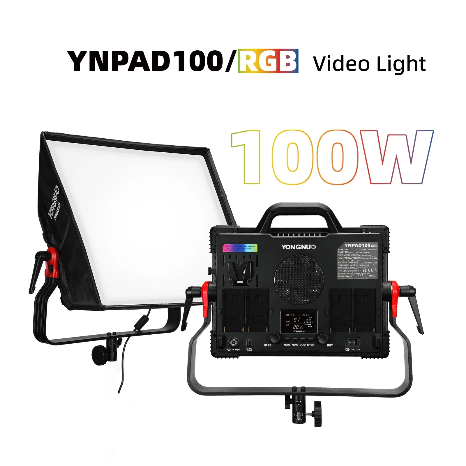 YNPAD100 RGB ستوديو فيديو LED لوحة الضوء مع الألوان الكاملة يصل 100 واط لإضاءة التصوير الفوتوغرافي على YouTube Tikok