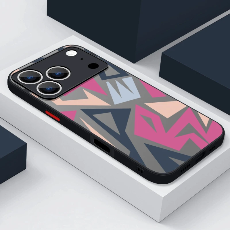 حافظة لهاتف آيفون 17 برو ماكس بنمط هندسي هجين من البولي يوريثان + PC غطاء غير لامع لهاتف آيفون 13 15 14 12 11 17 إير فوندا آيفون 16 برو ماكس #6