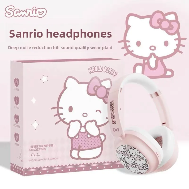

Новая мультяшная гарнитура Sanrio Hello Kitty, Bluetooth-гарнитура, беспроводная активная непрерывность, милая студенческая гарнитура для спортивных игр, подарок