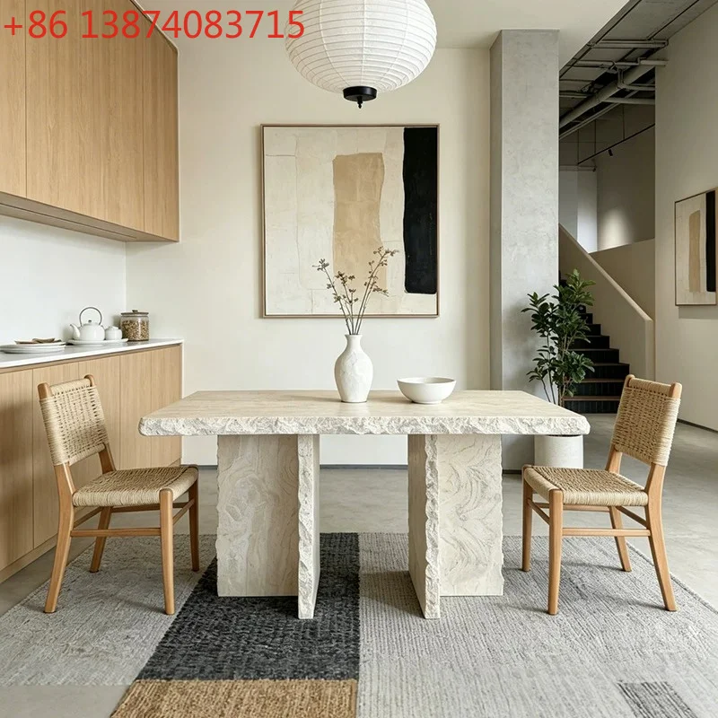 Wabi Sansan natural stone dining table, medieval creative marble luxury stone workbench
