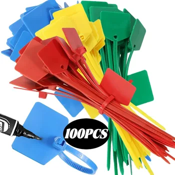 100 pièces/ensemble Easy Mark 2*110mm attaches de câble en Nylon étiquettes attaches à boucle en plastique marqueurs fil de Charge de données cordon d'alimentation attaches à fermeture éclair autobloquantes