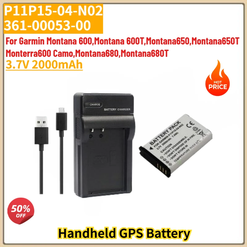 

For Montana 680t 650t 610t 600t Brand New High Quality 3.7V 2000mAh P11P15-04-N02 361-00053-00 Handheld GPS Replacement Battery