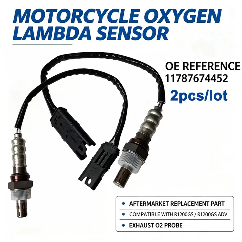 2PCS Oxygen Sensor Lambda Sensor 11787674452 For BMW R1200GS Adventure R1200RT R1200R HP2 G650X Moto Motorrad Exhaust O2 Probe
