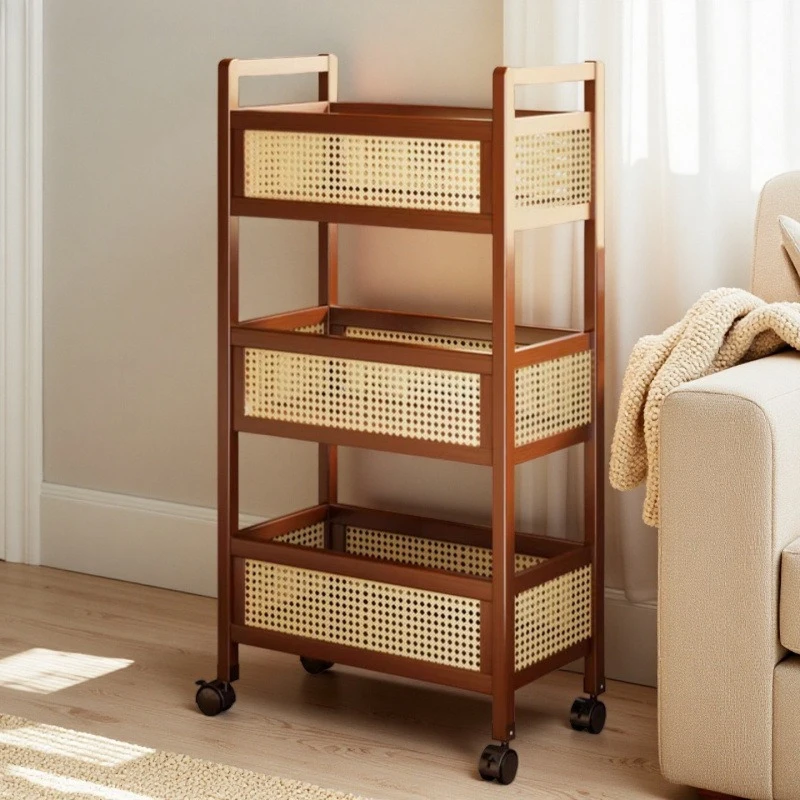 Floor-to-ceiling multi-layer storage, snack storage, mobile trolley, home kitchen rack, sofa edge