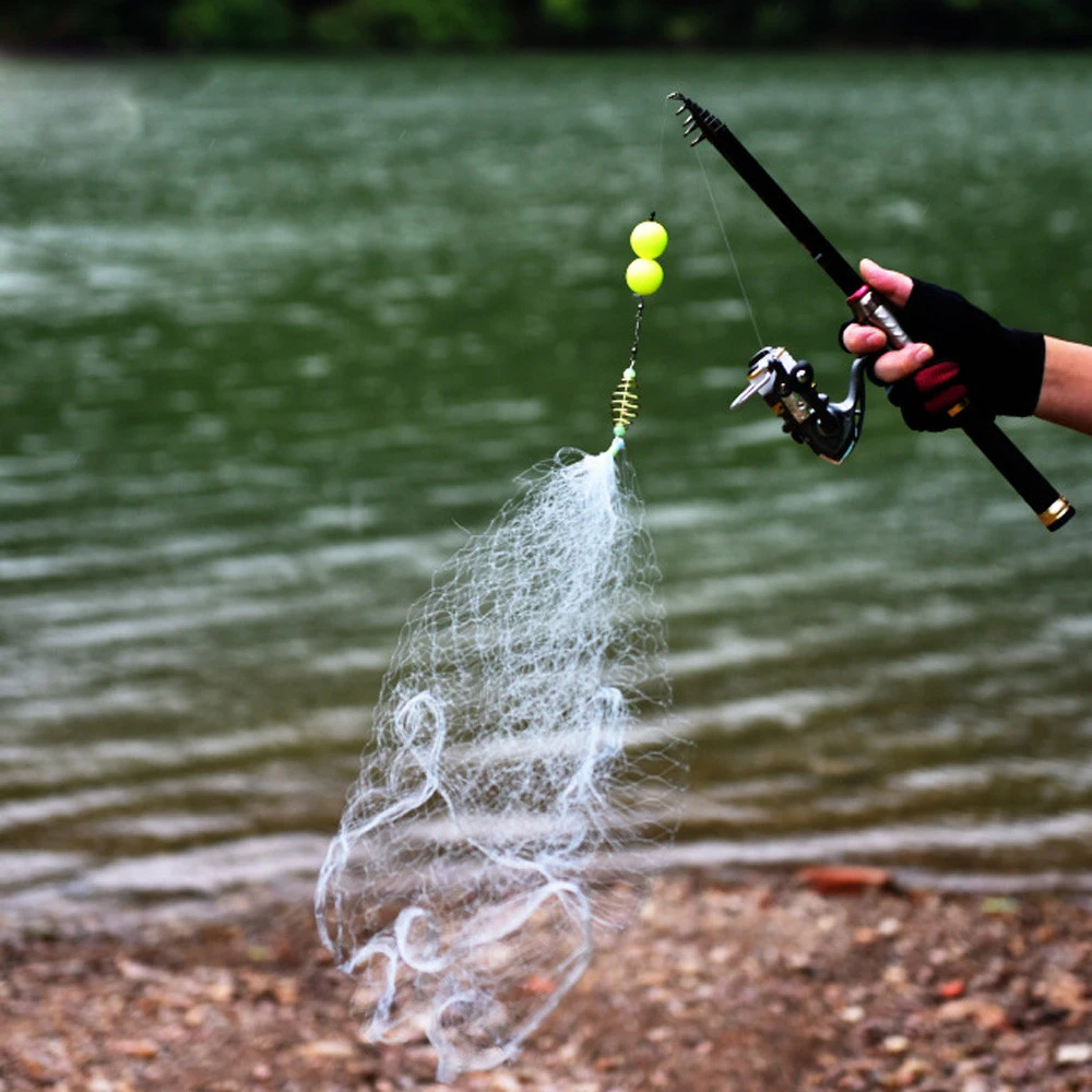 Filet de pêche en nylon multi-tailles, matériel lumineux à ressort, pièges