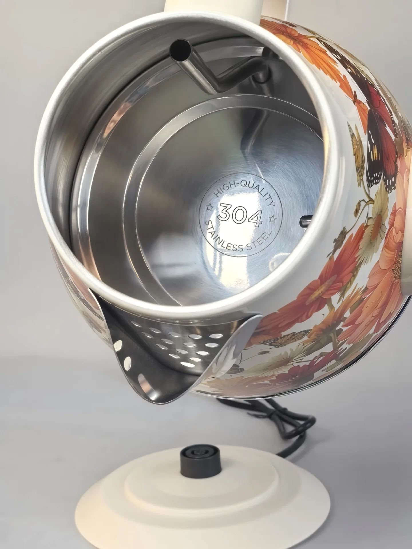 1.7L レトロ電気ケトル 304 ステンレス鋼急速沸騰ケトルティーポット自動電源オフ温度表示コーヒーポット