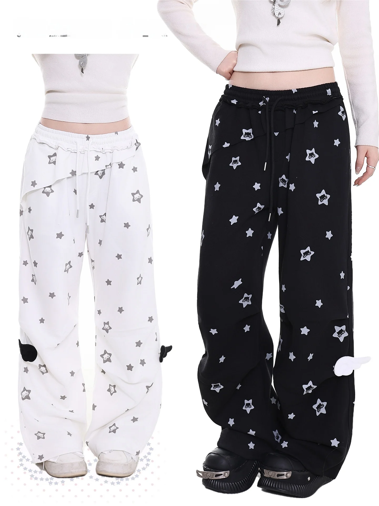 

Новые женские повседневные брюки Adorable Wings 3D Decoration: свободные, широкие, прямые, комфортные, с эффектом похудения