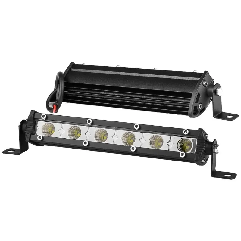 

2pcs Car LED Work Light Small Single Row 6LED 18W Floodlight Off-road Motorcycle Auxiliary Light White Constant Light