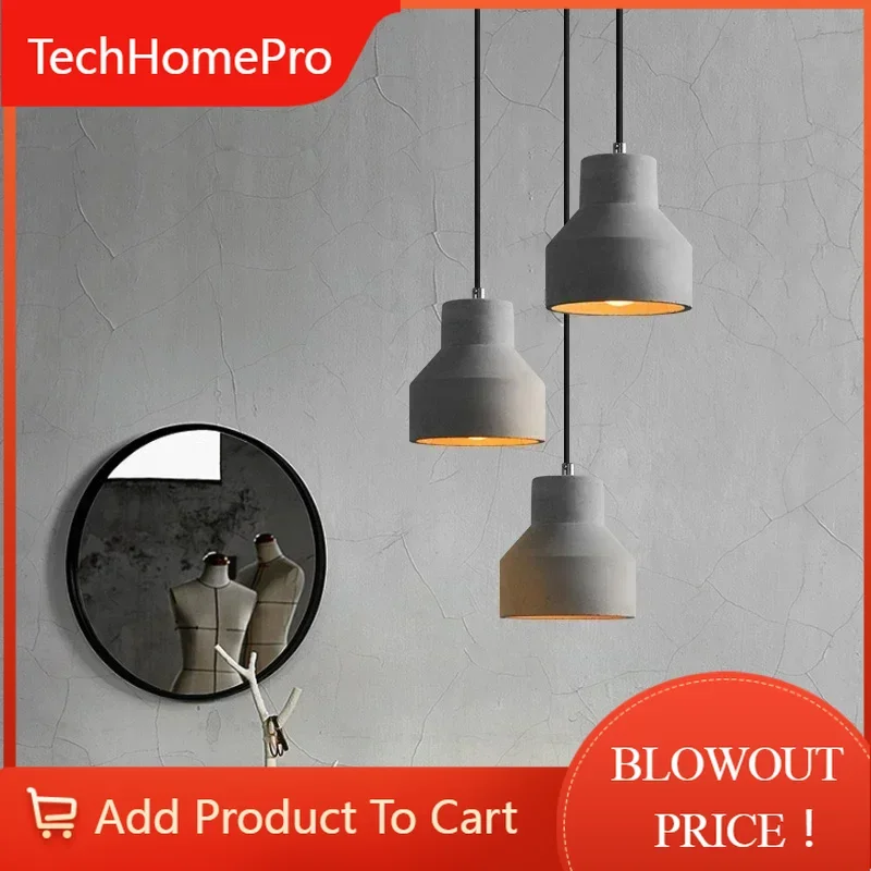TechHPVintage Art Deco Cement Lamp 220V E27 Rustic Light For Restaurant Living Room Bedroom Kitchen