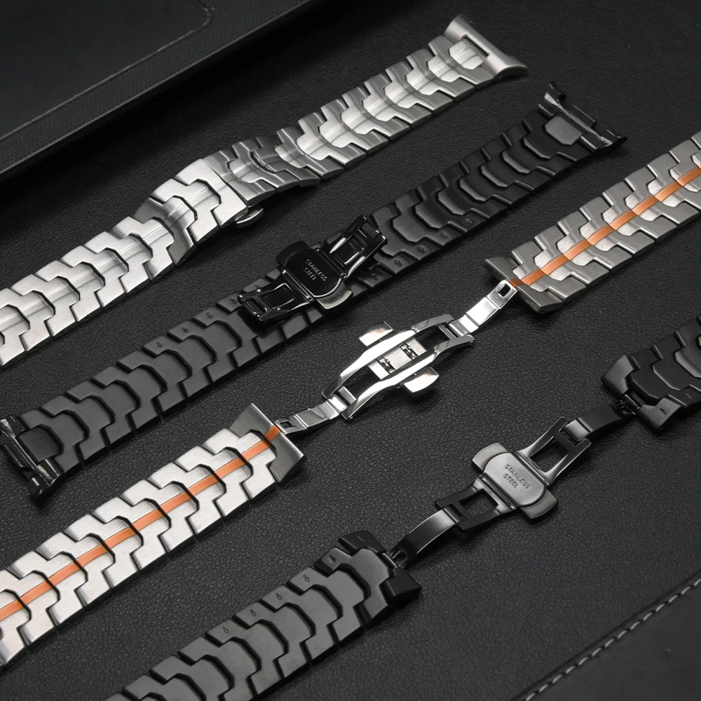 الرجال سوار معدني لساعة سامسونج جالاكسي 8 الكلاسيكية 46 مللي متر الفاخرة الفولاذ المقاوم للصدأ حزام لساعة جالاكسي 8 44 مللي متر 40 مللي متر اكسسوارات