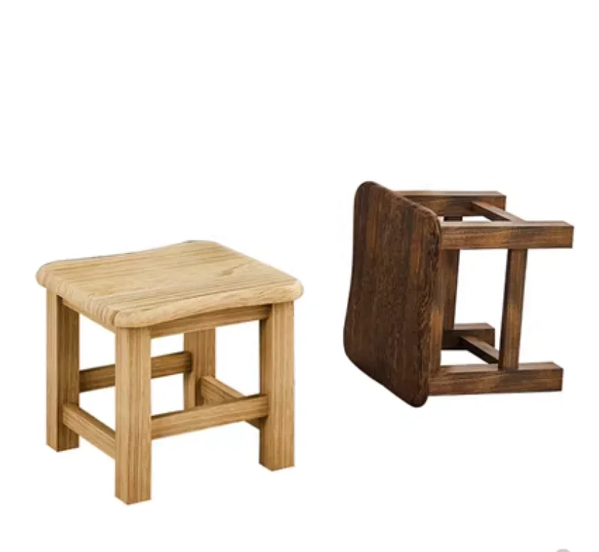 Banc carré en bois massif pour la maison moderne, petit tabouret de canapé créatif, banc de changement de chaussures, piste basse ols, Mx10111037