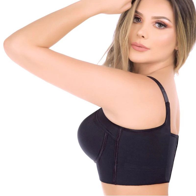 Kadın derin V fincan geri gizlemek yağ sutyen Shapewear ile dahil tam kapsama için yukarı itin şekillendirici Uplift spor Bras kadınlar