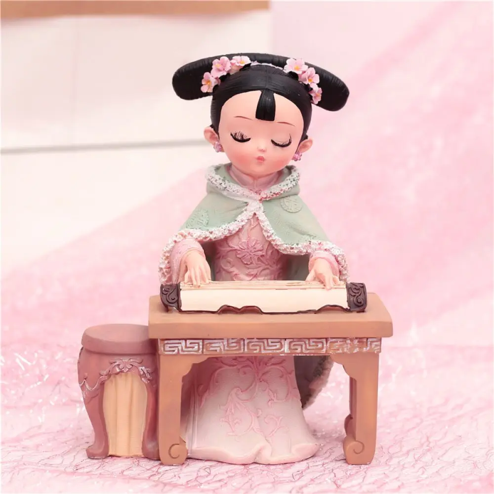 Artistic Oriental Style Girl Figurine Resin Ornament Handmade Desktop Sculpture Delicate Home Decor Birthday Present