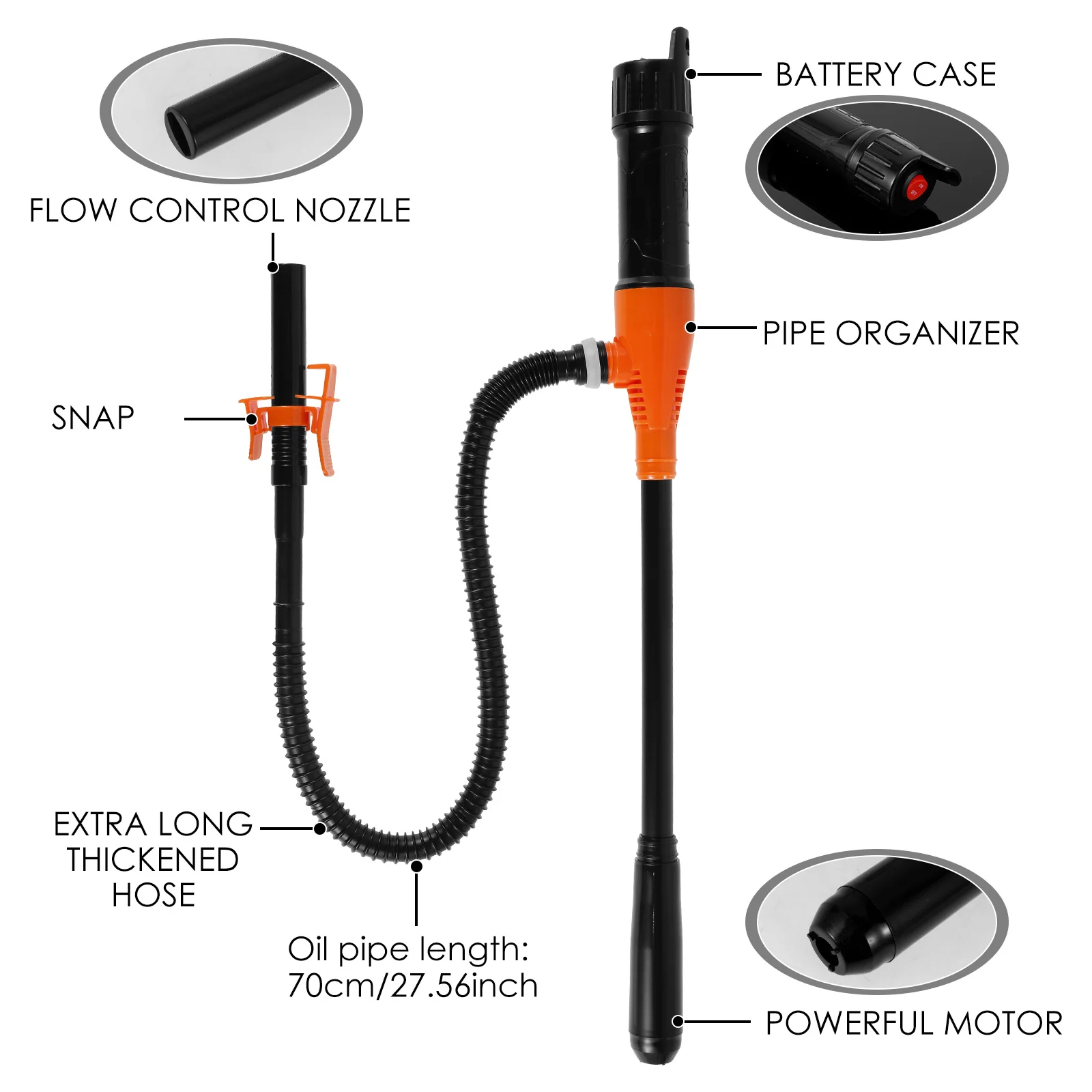 Portable Transfer Pump Battery Operated Electric Siphon Pump 2.2 Gallons Per Min Efficient Liquid Fuel Transfer Pump for Diesel