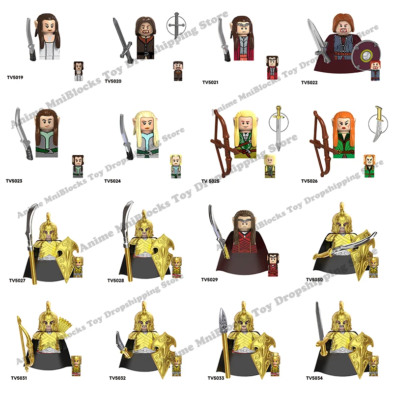 ТВ 6403 6404 блоков куклы для среднего возраста Hobbits Elves Orcs армия карлик Rohan Uruk-hai куклы экшн-игрушки Фигурки блоки Сборка игрушки подарки