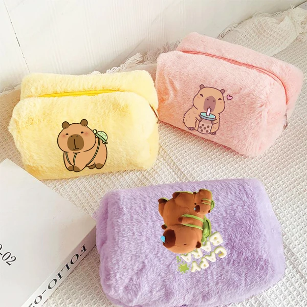 

Capybara Makeup Bag Women Female Soft Cosmetic Bag Cute Anime Printed Kids Girl Y2K Trend Coin in Make Up Case Kawaii Party Gift