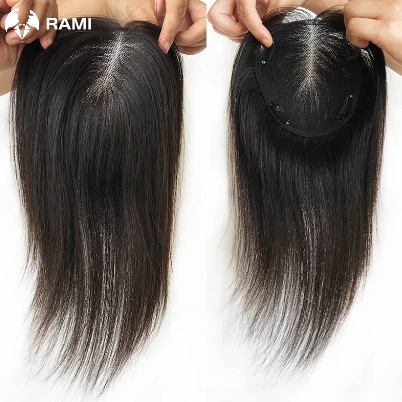 Topper per capelli umani per le donne parrucche per capelli naturali parrucche per capelli ricci/lisci fatte a mano con rete svizzera