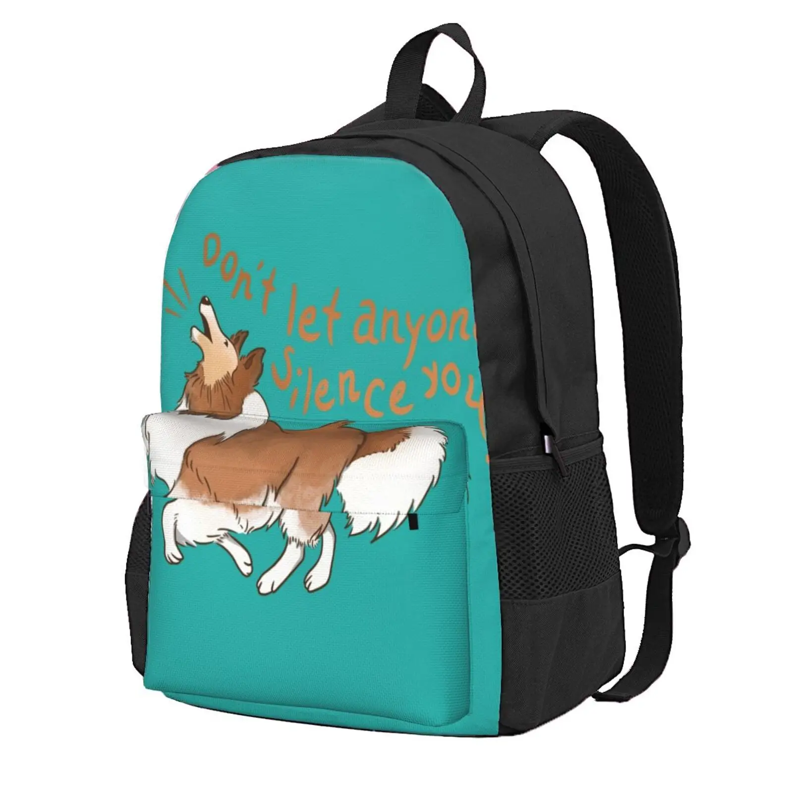 Barking Sheltie ( Shetland Sheepdog ) Don'T Let Anyone Silence You Hot Sale Schoolbag Backpack Fashion Bags Shetland Sheepdog