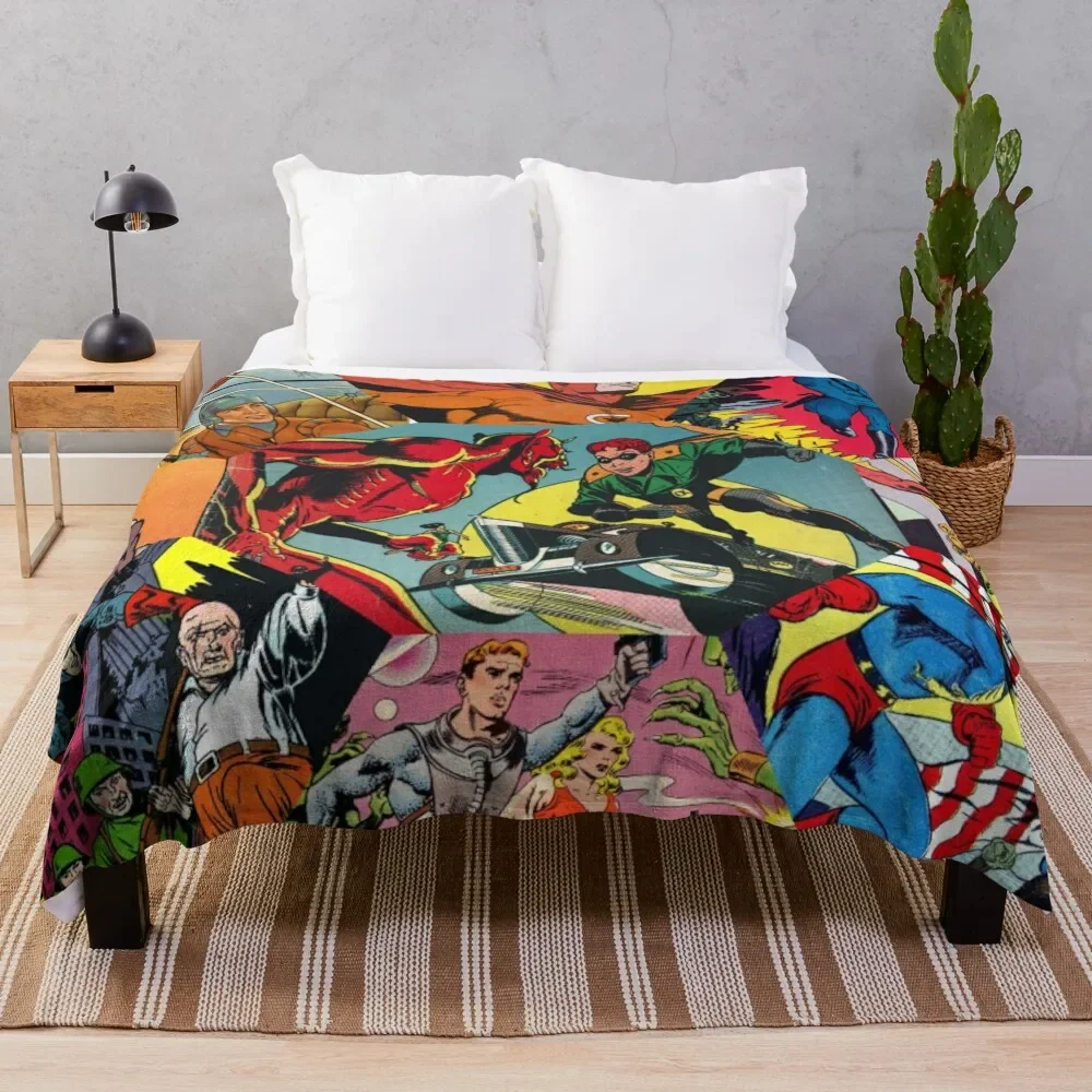 

Comic Book Collage Throw Blanket For Decorative Sofa Furrys Beautifuls wednesday Blankets