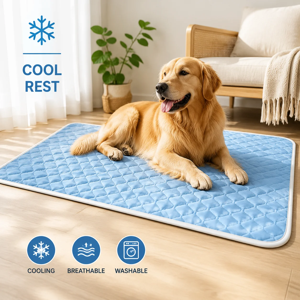 Tapis rafraîchissant d'été pour animaux de compagnie, respirant, lavable, antidérapant, grand tapis rafraîchissant pour chien, coussin de couchage portable pour chiot, chat, accessoire de repos
