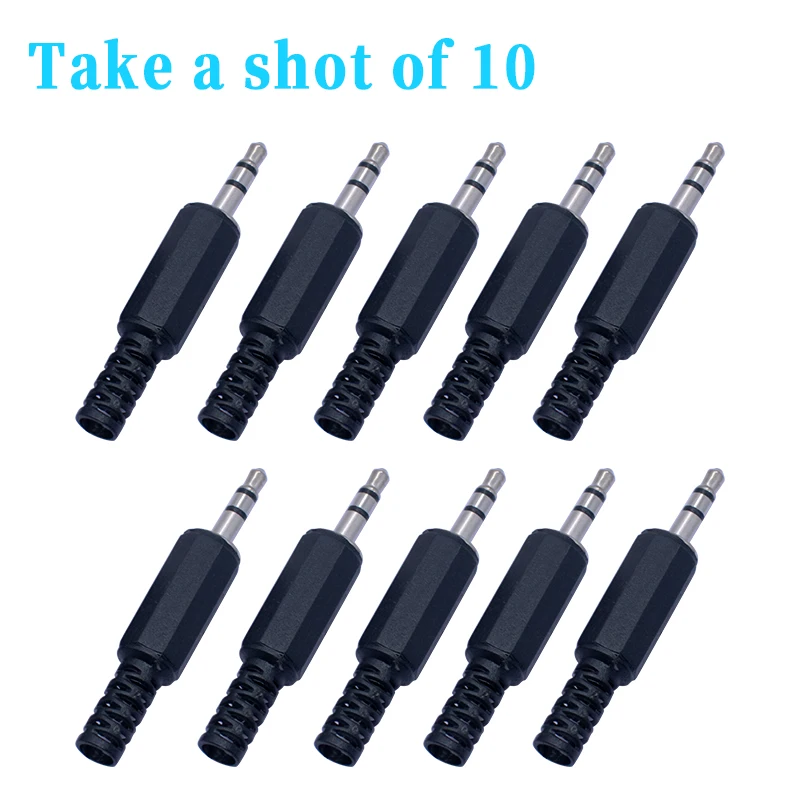 WAVGAT 10 pcs Black Plastic Housing 3.5mm Audio Jack Plug HeadPhone Connector