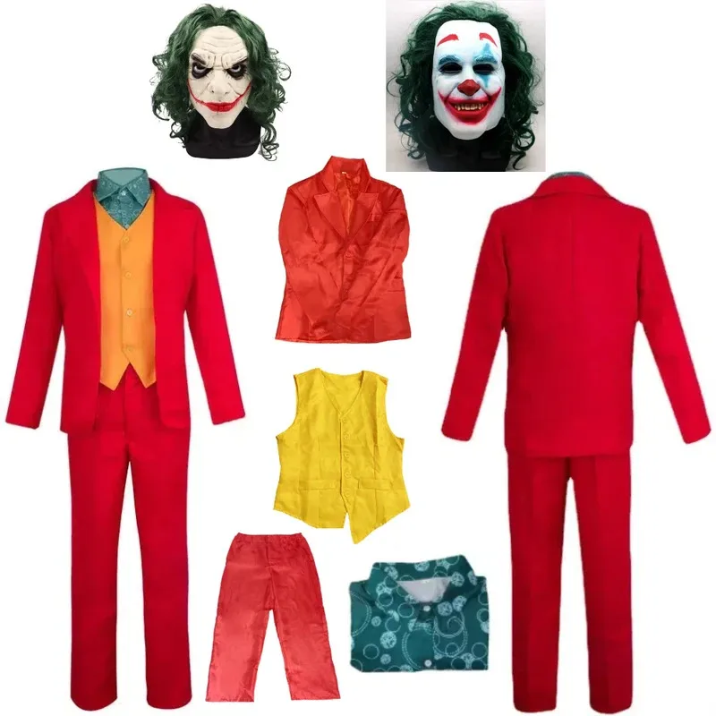 

Halloween Costume Scary Clown Suit Stage Show Costumes Joaquin Phoenix Costume Scary Mask Adult Male Suit