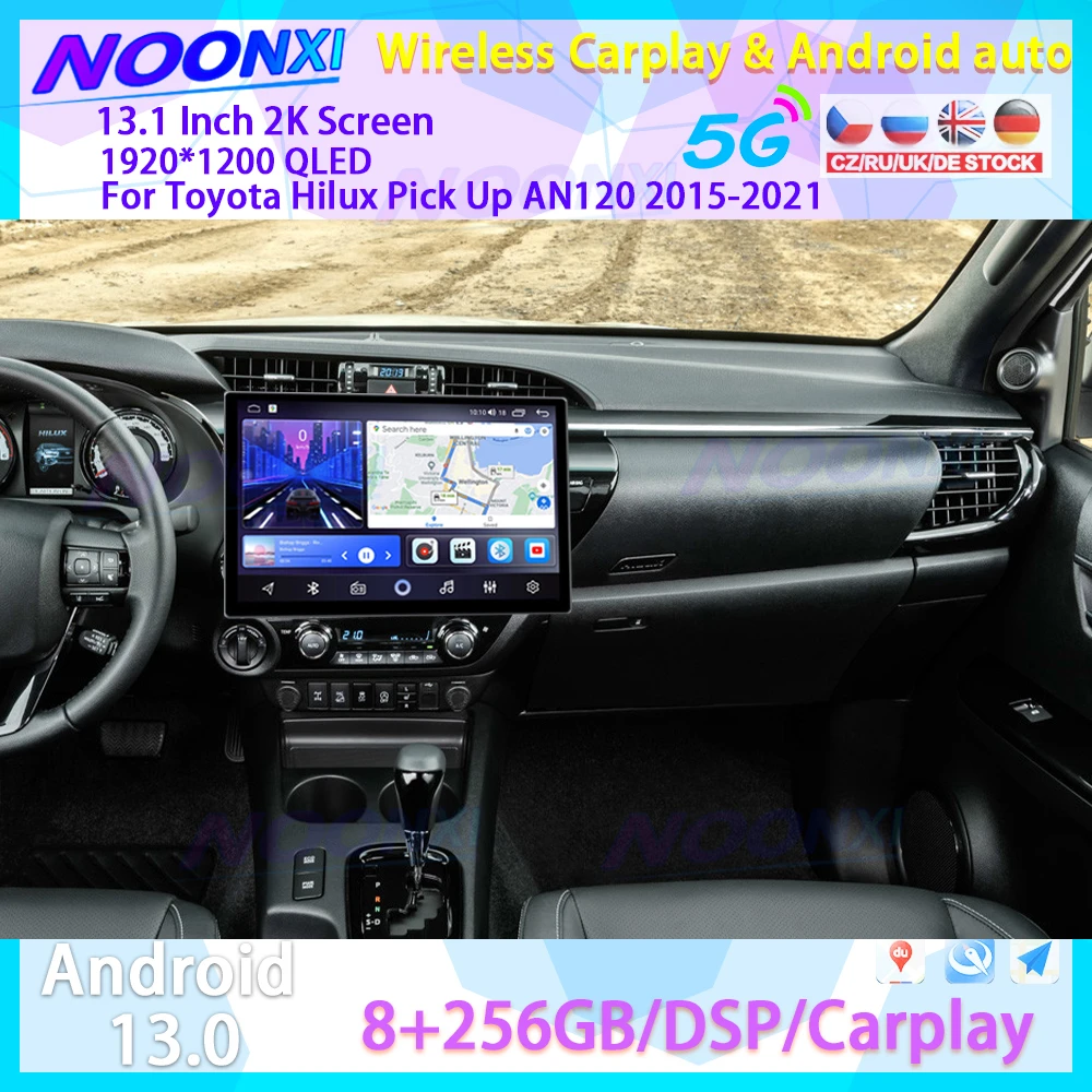 

13.1" Android 13 2K Screen For Toyota Hilux Pick Up AN120 2015-2021 Car Auto Radio Multimedia Player GPS Navigation DSP Carplay