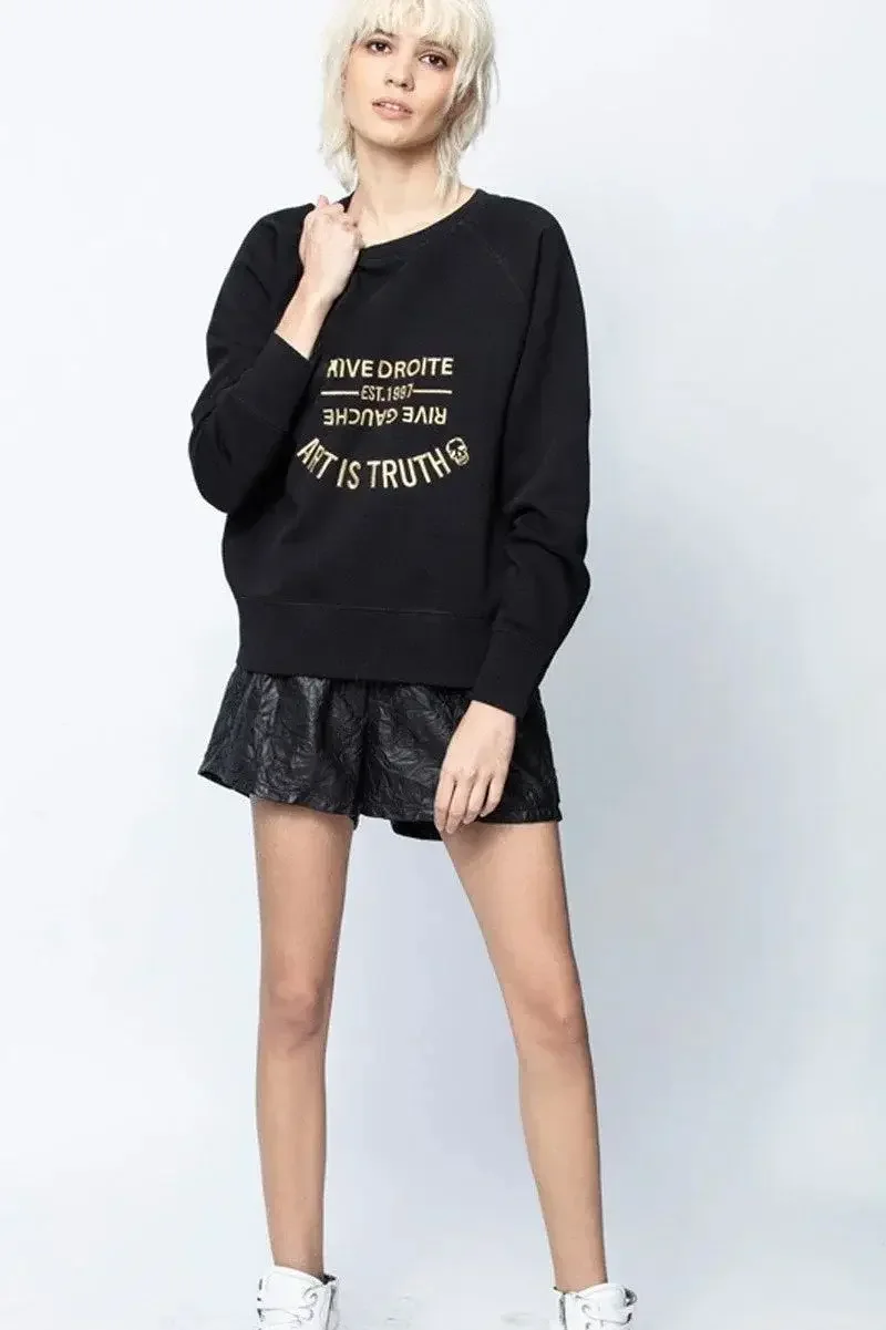 Early Autumn New French Niche ZV Classic Letter Printed Round Neck Hoodie Women's Fashion Pullover Hoodie Trend Wear