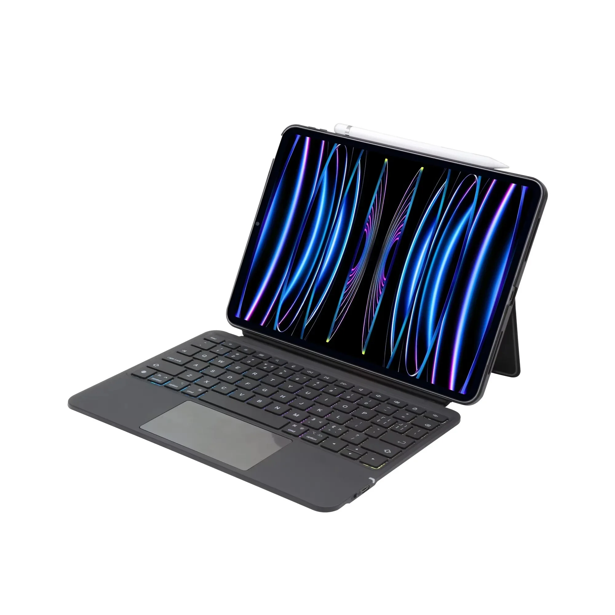

10.9\" & 11\" Inch Wireless Keyboard Case Combo Touch Pad Angle Adjustable USB Interface Magnetic Separation for iPad Tablet