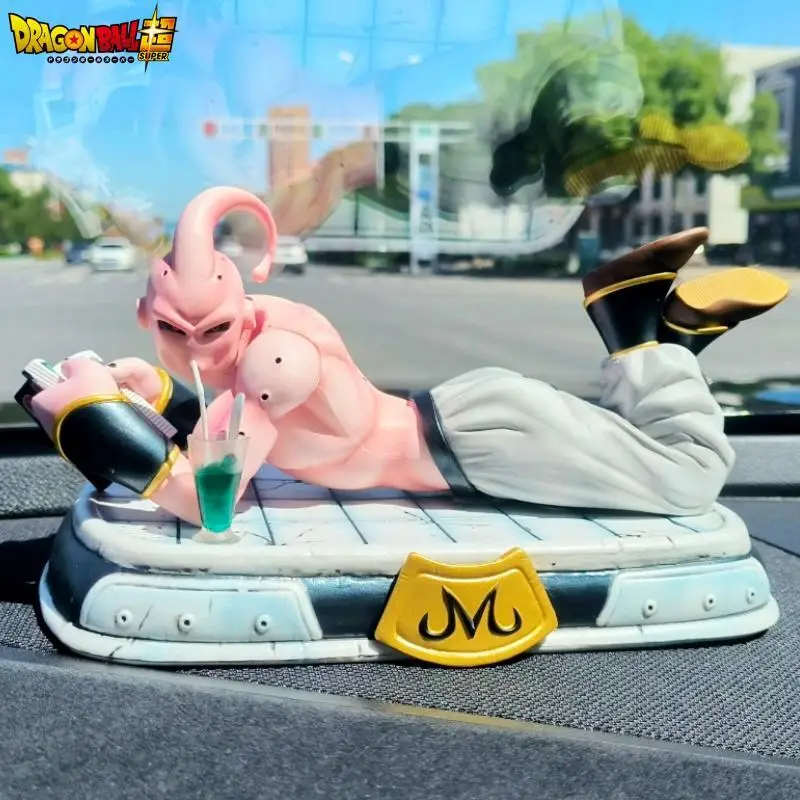 

New Anime Dragon Ball Drink Majin Buu Gk Lying Position Read A Book Violent Series Resonance Pvc Figures Decorative Model Gift