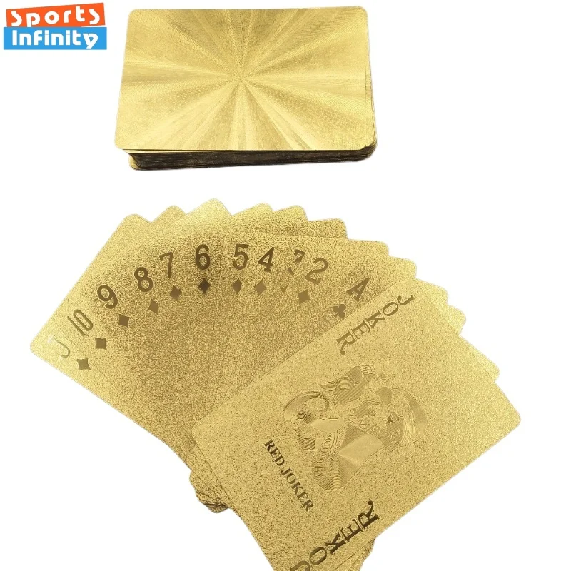 

Игральная карта из золотой фольги, золотые пластиковые водонепроницаемые карты для покера из ПВХ, игральная карта для вечеринок, креативный золотой покер, Техасская игральная карта, настольная игра