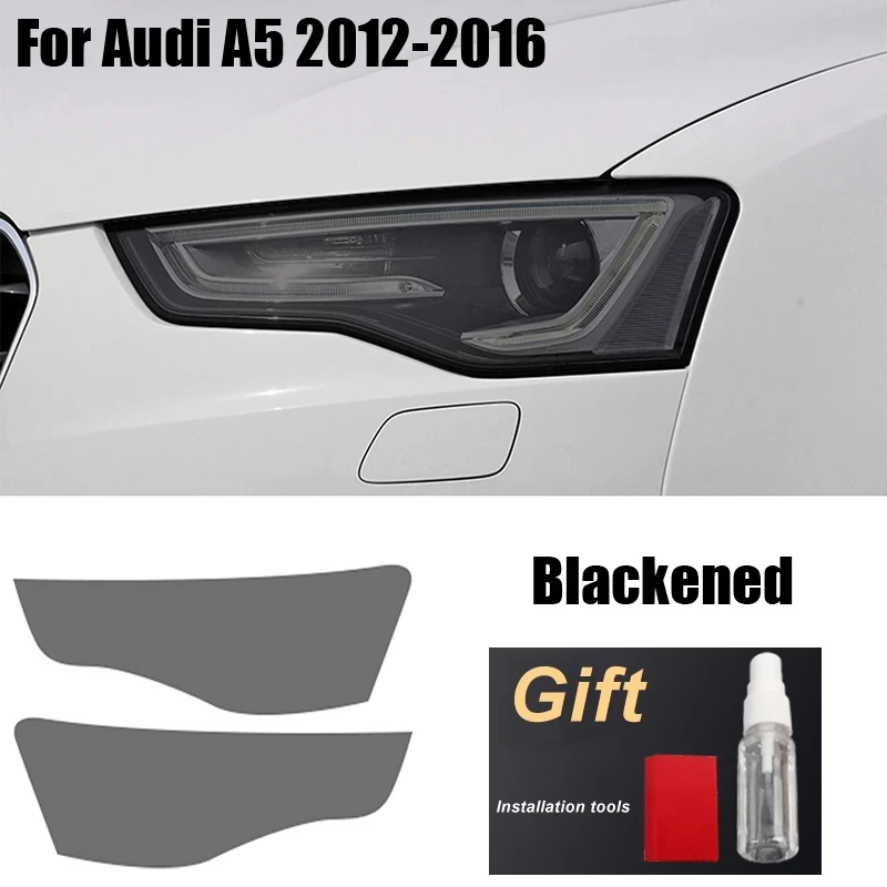 

2Pcs Car Headlights Tint Black Transparent TPU Front Light Protective Film Sticker For Audi A5 2012-2021 Auto Accessories