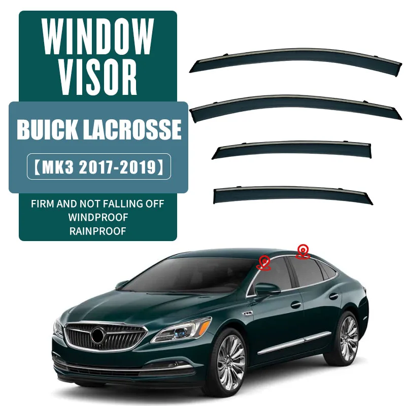 

For BU-ICK LACROSSE 2009-2015 2016-2023 Plastic Window Visor Vent Shades Sun Rain Deflector Guard 4PCS/SE