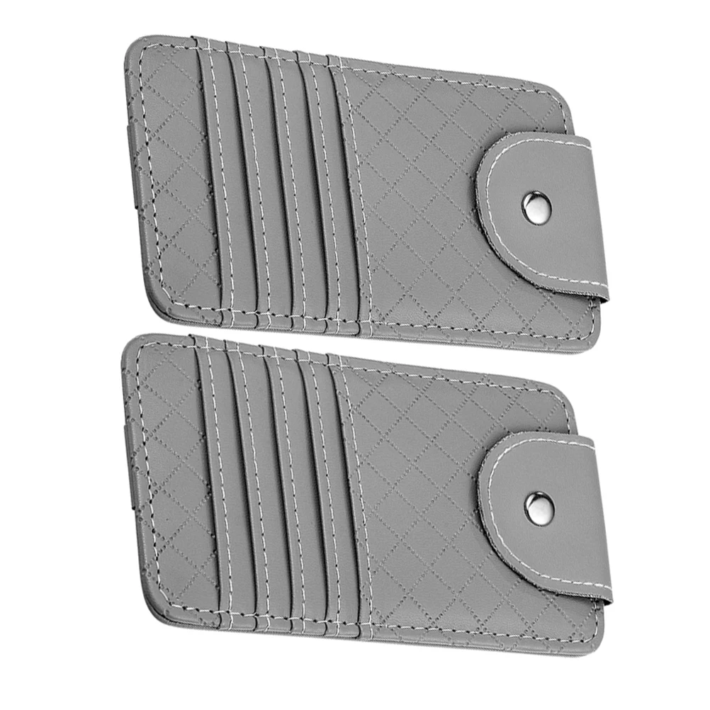 

2Pcs Visor Organizer Sunglasses Clip Multifunctional Storage Eyeglass Mount Grey Truck Driving Accessories