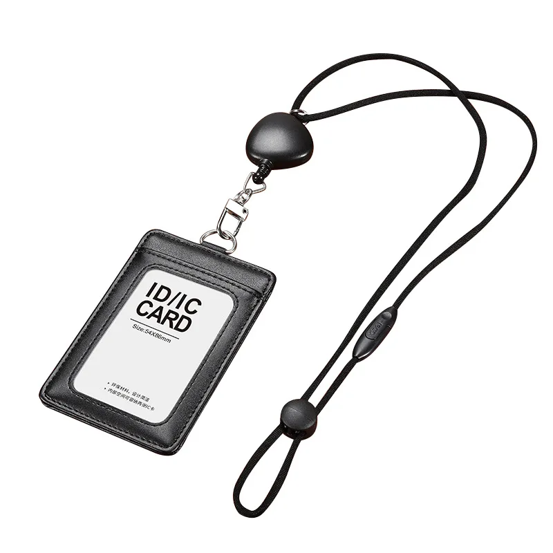 

Leather Working Permit Case with Adjustable Lanyard for Staff Nurse ID Tag Pass Work Card Badge Holder Office Supplies