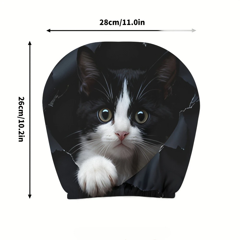 Cow Cat Breaking Wall Car Headrest Covers, Lightweight & Durable, Essential Travel Seat Headrest Covers